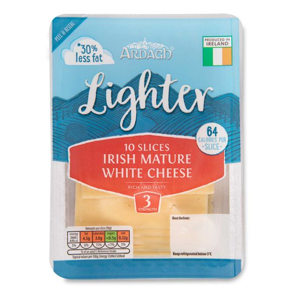 Irish Lighter Mature White Cheese Slices 200g 10 Pack Ardagh